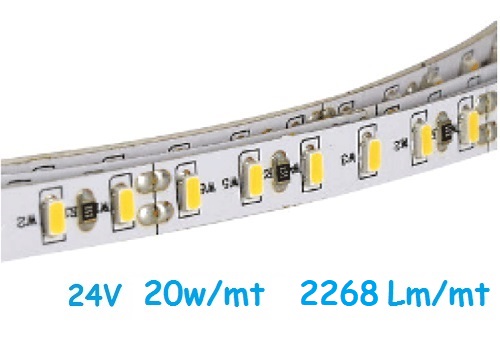 Strip LED 24V 2835 240 Led/mt 20w/mt 2268 Lumen/mt Luce Natura